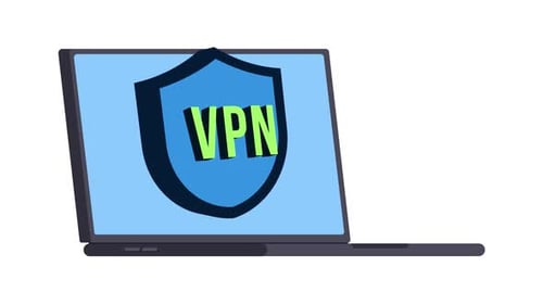 Computernetzwerksicherheit mit virtuellem privaten VPN-Netzwerk, Laptop-Animation