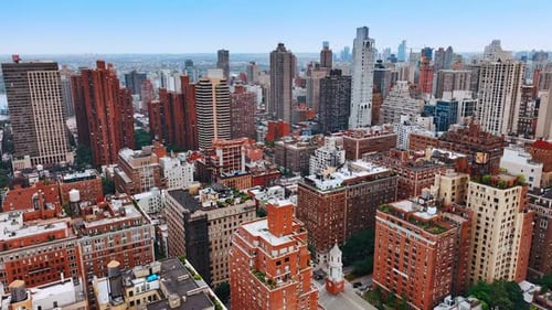 Daytime footage of urban scenery from drone. Flight above the gorgeous architecture of New York.