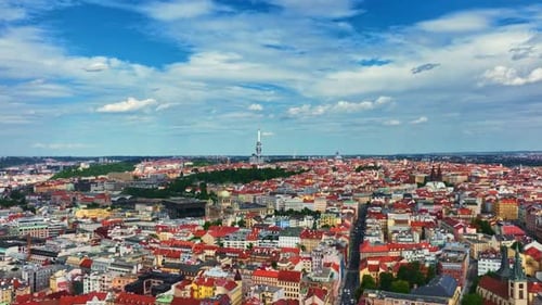 Prague City Across Red Rooftops Prague Urban Pattern From Above Prague Historic Districts with