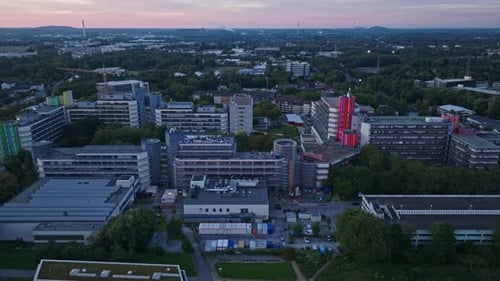 Aerial view of University of Duisburg-Essen in Essen , Germany