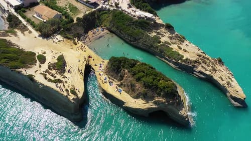 Famous Canal D'amour in Sidari, Corfu island, Greece. Famous Canal d'Amour beach with beautiful rock