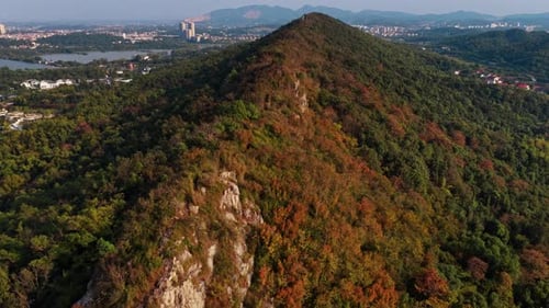 yueyang city downtown aerial panorama 4k china