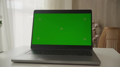 Laptop with Green Chroma Key Screen