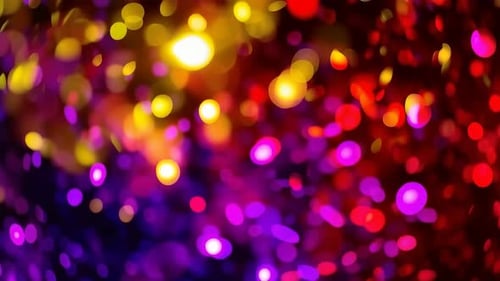 Colorful Floating Bokeh Glitters on Dark Background