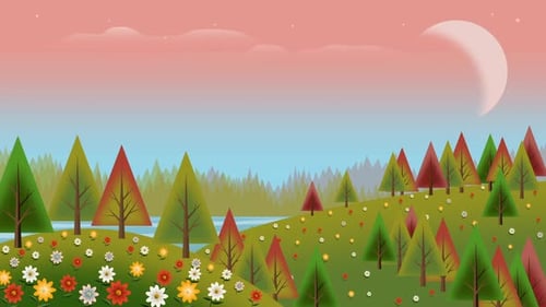 Spring Landscape Cartoon Background