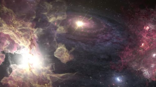 Cinematic Travel Through Vibrant Galaxy and Nebula Clouds