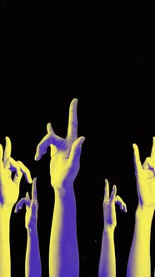 Spinning Colour Halftone Effect Rock Portrait Hands