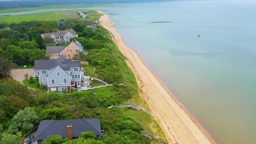Coastal Homes and Sandy Beach from Above