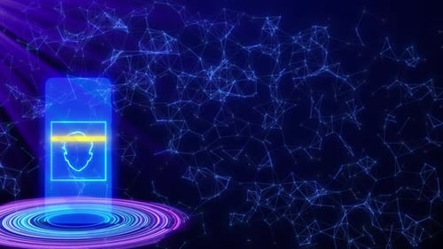Futuristic Facial Recognition Scan Biometric Identity Verification for Secure Digital Access