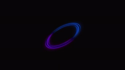 Glowing 3D energy circle animation with neon ring rotation.