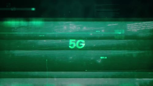 Contexte de données futuriste de la technologie 5G Word On Noise Glitch Error