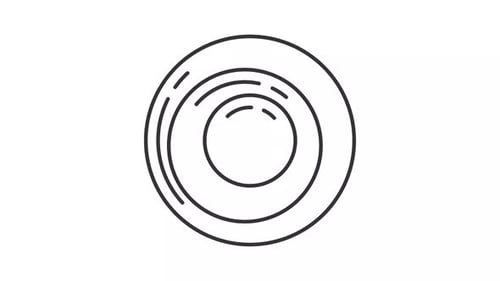Animation noire à fines lignes d'une icône de chargement circulaire concentrique