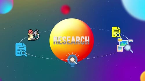 Forschungssymbole mit 3D-Animation im Orbit-Stil