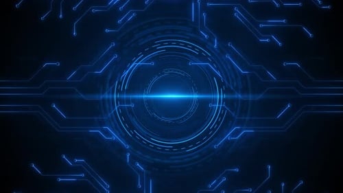 Futuristic Blue Digital Circuit Board Loop Background