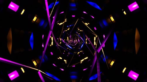 vj loop shining kaleidoscope tunnel with curved lines music background