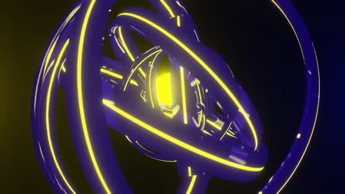 Blue And Yellow Sci Fi Rings Background Loop Animation In 1080Hd