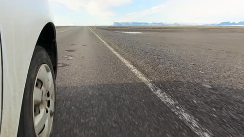 Vehicle Drive On Asphalt On Ring Road In Iceland
