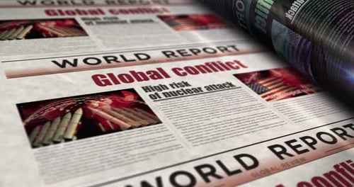 Global conflict newspaper printing press