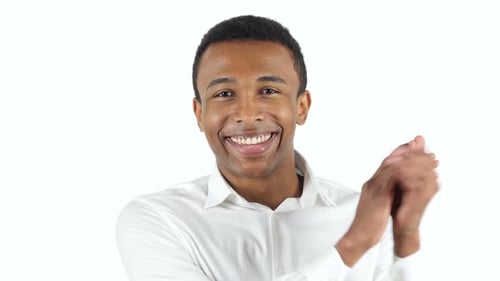 Smiling Man Clapping Hands in Celebration