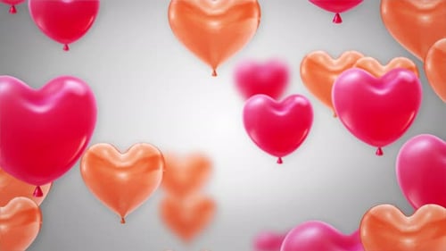 Beautiful Pink and Red Flying Heart Balloons Alpha Channel