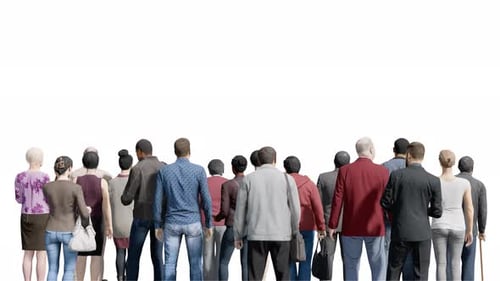 Diverse Crowd of People Walking Animated Loop