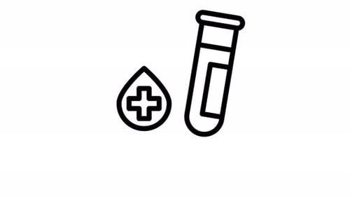 Animated Medical Blood Test Tube and Drop Line Icon