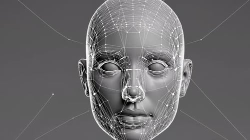 A Detailed 3D Model of a Human Face Created Using Advanced Data Visualization Techniques