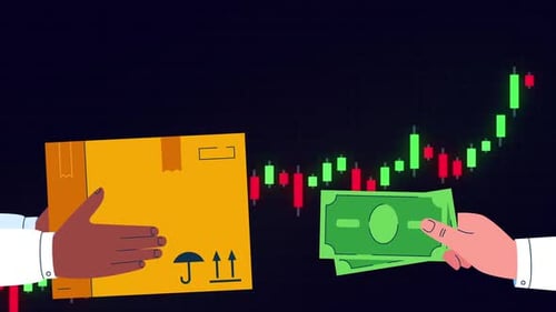 Flat Design Business Transaction with Financial Chart Background