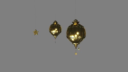 Swaying Golden Islamic Lanterns and Stars Animation