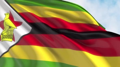 Zimbabwe National Flag Waving in the Wind Loop