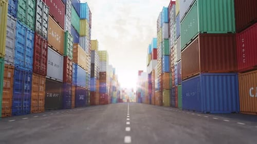 Cargo Containers in a Port Freight Shipping Import and Export Logistics and Transportation
