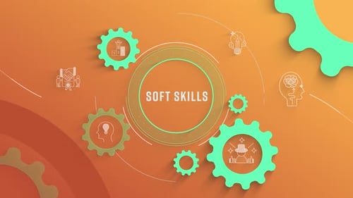 Modern Corporate Soft Skills Infographic with Animated Gears