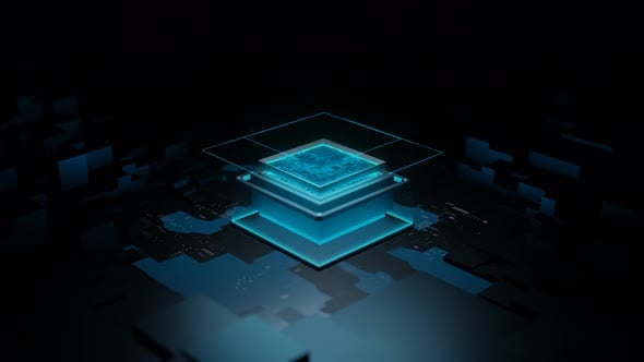 Futuristic CPU Processor Animation with Glowing Circuits, Backgrounds ...