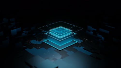 Concepto abstracto de activación de CPU: expansión de impulsos de energía visualizada