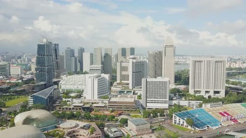 Aerial view of urban Singapore City, Singapore.