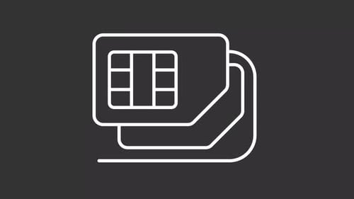 Animierte SIM-Karte mit weißem Liniensymbol