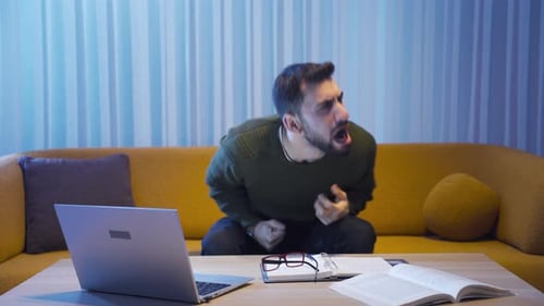 Family problems and crying young man.