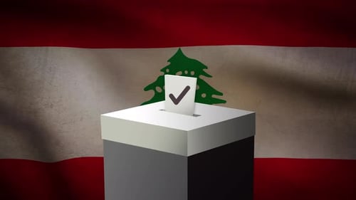 Casting vote into the ballot box during Lebanon election