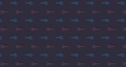 Cyber Blue And Red Keys Move In Different Directions In A Loop Against Dark Gray Background