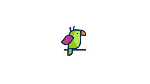 Animated Minimalist Parrot Character Illustration