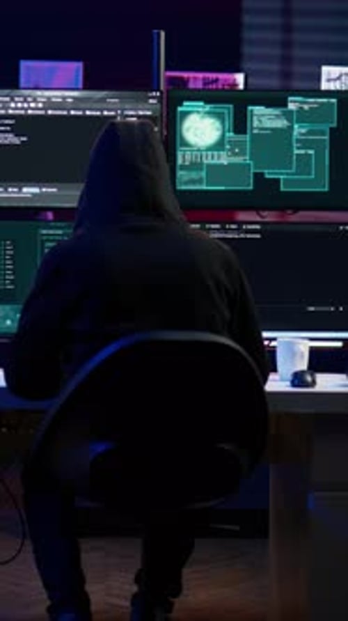 Vidéo verticale : un homme malveillant pirate des numéros de cartes de crédit