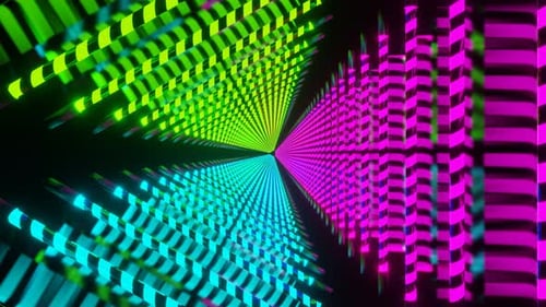 Cyan And Pink And Lime Neon Lamp Spiral Light Background Vj Loop In 4K