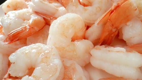 Boiled Shrimp in stunning footage. 4K.