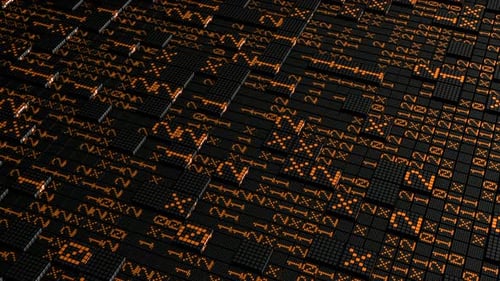 Background with Surface of Squares and Code