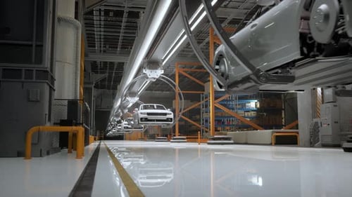 Ligne de production EV sur une usine lumineuse automatisée avancée