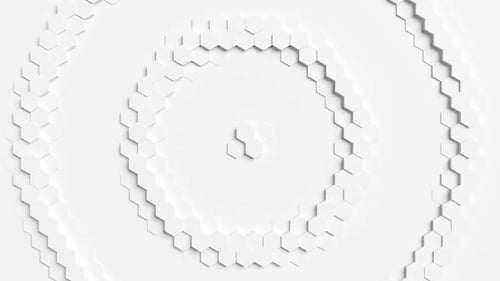 Abstract White Hexagon Spiral Wave Seamless Loop Background