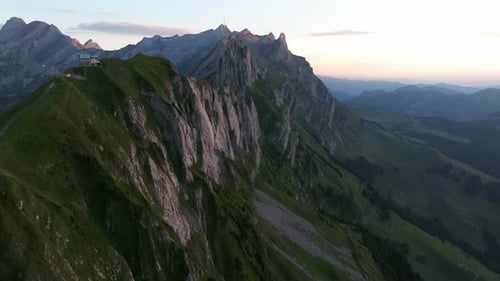 Breathtaking And Aerial View Of Mountains In Altenalp Turm And Natural Beauty, Switzerland