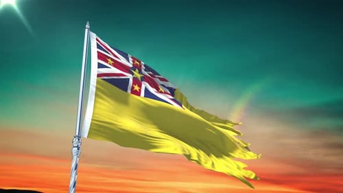 Realistic Niue National Flag Waving Animation for Patriotic Content