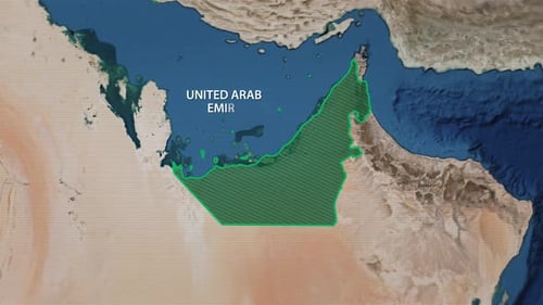 United Arab Emirates Map Zoom with Sharjah Location Reveal