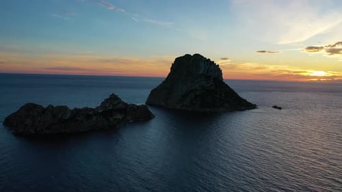 Aerial view of Ibiza Island, Balearic Island, Spain.